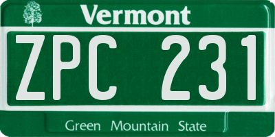 VT license plate ZPC231