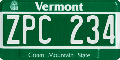 VT license plate ZPC234