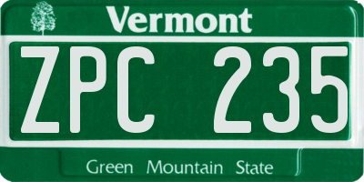 VT license plate ZPC235
