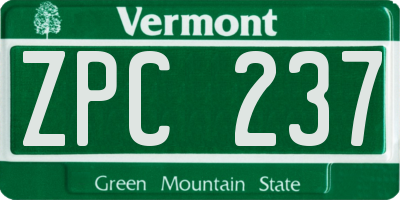 VT license plate ZPC237
