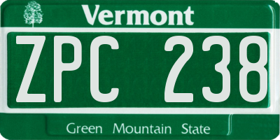 VT license plate ZPC238