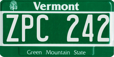 VT license plate ZPC242