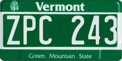 VT license plate ZPC243