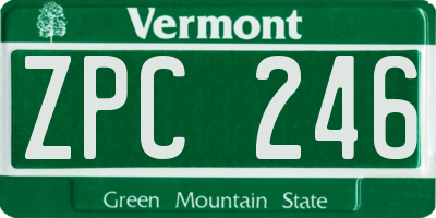 VT license plate ZPC246