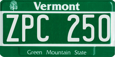 VT license plate ZPC250