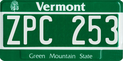 VT license plate ZPC253