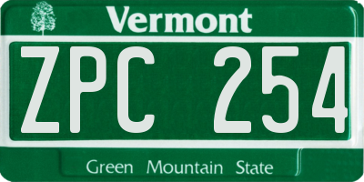 VT license plate ZPC254