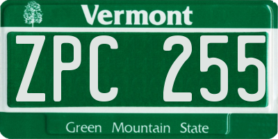 VT license plate ZPC255