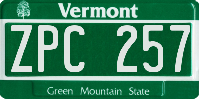 VT license plate ZPC257
