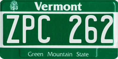VT license plate ZPC262