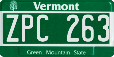 VT license plate ZPC263