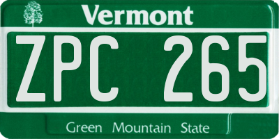 VT license plate ZPC265