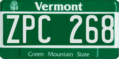 VT license plate ZPC268