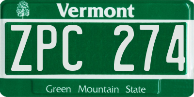 VT license plate ZPC274