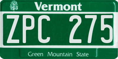 VT license plate ZPC275