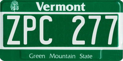 VT license plate ZPC277
