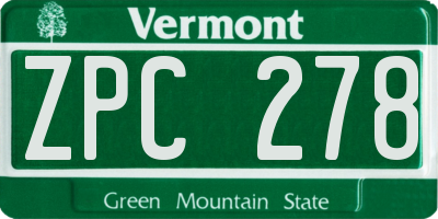 VT license plate ZPC278