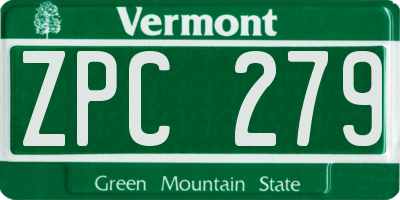 VT license plate ZPC279