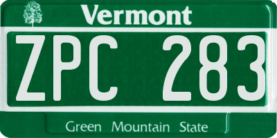 VT license plate ZPC283