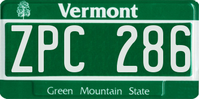 VT license plate ZPC286