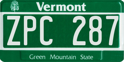 VT license plate ZPC287