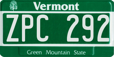 VT license plate ZPC292