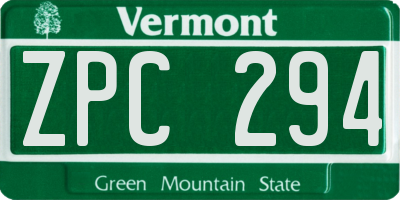 VT license plate ZPC294