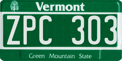 VT license plate ZPC303