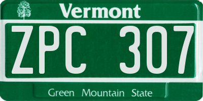 VT license plate ZPC307