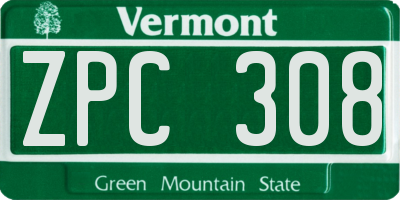 VT license plate ZPC308