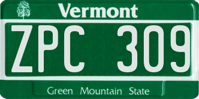 VT license plate ZPC309