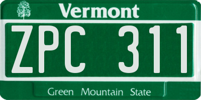 VT license plate ZPC311