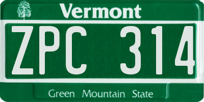 VT license plate ZPC314