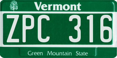 VT license plate ZPC316
