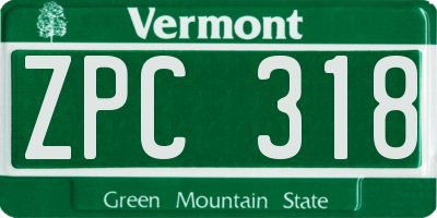 VT license plate ZPC318