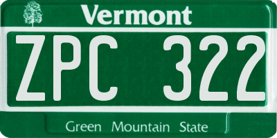 VT license plate ZPC322
