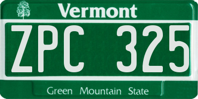 VT license plate ZPC325