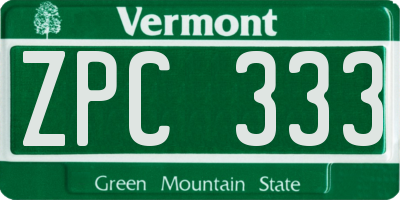 VT license plate ZPC333