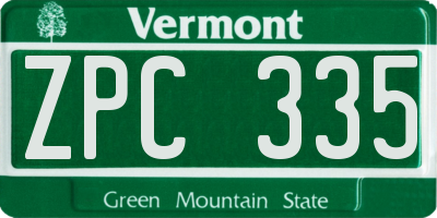 VT license plate ZPC335