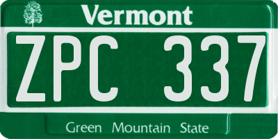 VT license plate ZPC337
