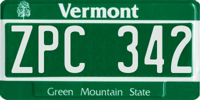 VT license plate ZPC342