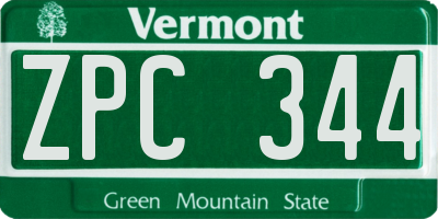 VT license plate ZPC344