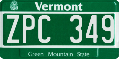 VT license plate ZPC349