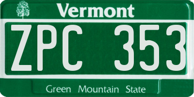 VT license plate ZPC353