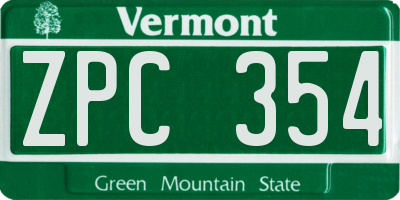 VT license plate ZPC354