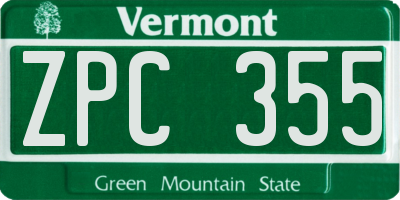 VT license plate ZPC355
