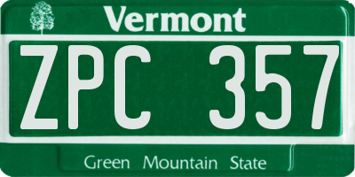 VT license plate ZPC357