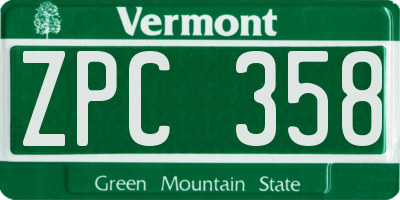 VT license plate ZPC358