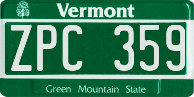 VT license plate ZPC359