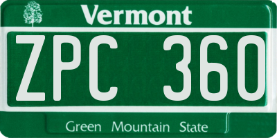 VT license plate ZPC360